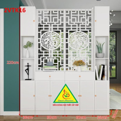 Tủ kệ trang trí kiêm vách ngăn phòng khách , nhà bếp 2VTK16B - Nội thất lắp ráp Viendong Adv