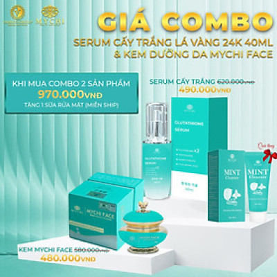 Kem face Mychi và serum cấy trắng lá vàng 24k Mychi