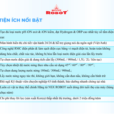 Máy Lọc Nước Điện Giải Ion Kiềm ROBOT IonSmart 710 Nóng Thông Minh Tạo 10 Loại Nước Sử Dụng - Hàng Chính Hãng