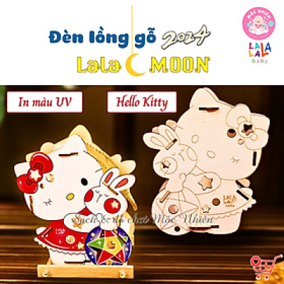 Lồng Đèn Gỗ Trung Thu Mẫu Mới 2024 Lalamoon - Bộ Kit DIY Tự Vẽ và Làm Đèn Trông Trăng - Lalala Baby