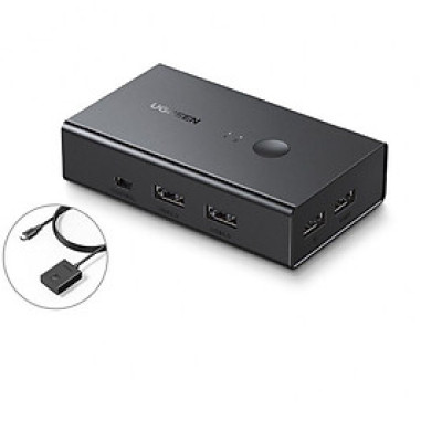 Ugreen 90478 4K 60Hz Bộ chuyển tín hiệu 2 CPU dùng 1 Màn hình cổng HDMI KVM Switch cm571 - Hàng chính hãng