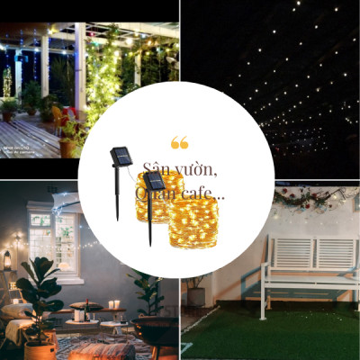 Đèn led dây năng lượng mặt trời T-Light 10 mét, 20 mét cho không gian Nhà, Quán Cafe, Ban Công, Sân Thượng Siêu Chill...