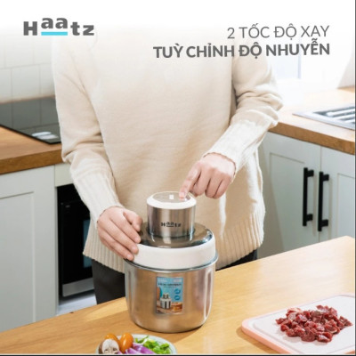 Máy Xay Thịt inox Haatz CIM382 - 2 Cối 2,5L, 500W Kèm Phụ Kiện Đánh Ruốc - Hàng Chính Hãng Bảo Hành 2 Năm