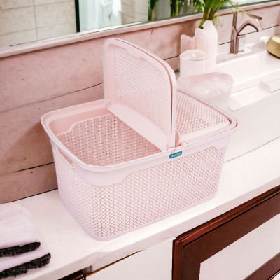 GIỎ LÀN QUAI XÁCH CÓ NẮP HOA MỘC TẤM ĐỰNG ĐỒ CHO MẸ VÀ BÉ ĐI SINH ĐA NĂNG - GIỎ LÀN KIỂU DÁNG MÀU SẮC PHONG CÁCH HÀN QUỐC