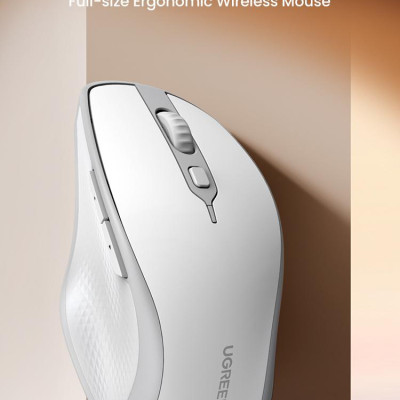 Ugreen UG15805MU101TK 4000DPI Bluetooth 6 nút điều chỉnh kiểu dáng Công thái học Màu Trắng Chuột không dây + BT Không kèm Pin AA - HÀNG CHÍNH HÃNG
