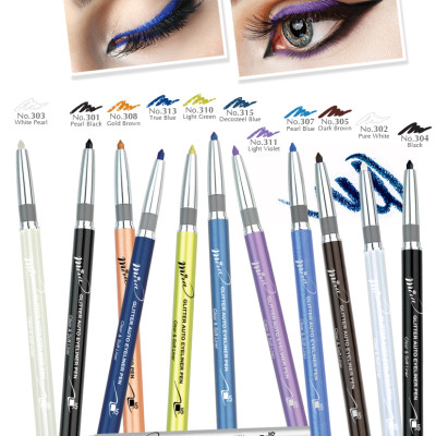 Chì mí kim tuyến Mira Glitter Auto Eyeliner Pen Hàn Quốc No.302 White Pearl tặng kèm móc khoá