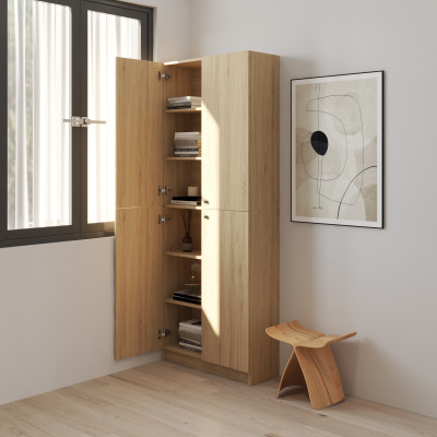 HAPPY FURNITURE , Kệ sách 6 tầng 4 cửa mở - CATY, KSA_078 , 80cm x 30cm x 202cm DxRxC