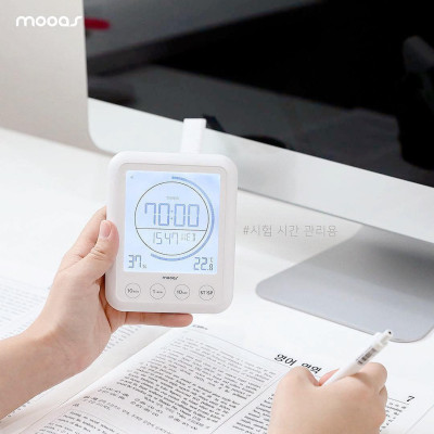Đồng hồ hẹn giờ - báo thức -  đo nhiệt độ và độ ẩm 4in1 Mooas Made in Korea Hàng chính hãng