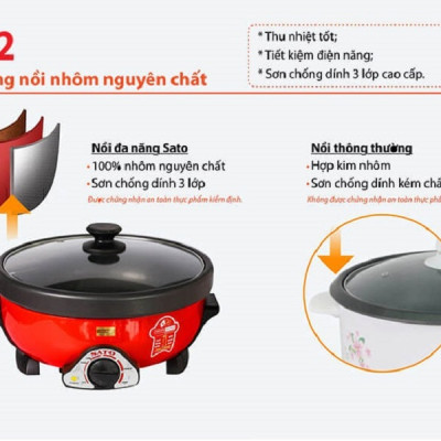 Nồi Lẩu Điện Đa Năng SATO 35NL31 (3.5 lít) - Hàng Chính Hãng