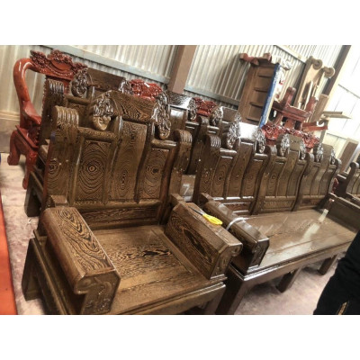 Bàn ghế tiếp khách gỗ mun đuôi công