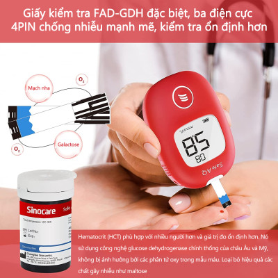 Combo hộp 50 que thử đường huyết và 50 kim lấy máu cho máy đo đường huyết Sinocare Safe AQ