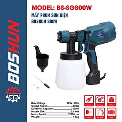 Máy phun sơn Boshun BS-SG800W công suất lớn 800W - Hàng Chuẩn Không Chổi Than Siêu Khỏe