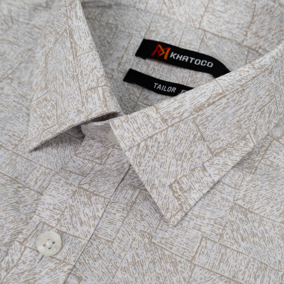 Áo sơ mi nam KHATOCO ngắn tay họa tiết A1MN498T2-CNIN659-2611-N