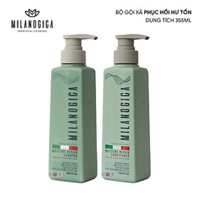 Bộ Dầu Gội Phục hồi hư tổn Milanogica 355ml/725ml phủ bóng siêu mềm mượt hương nước hoa