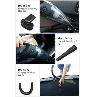 Máy hút bụi cầm tay không dây loại sạc pin dùng cho gia đình XC628 - lực hút 3200kpa - dung lượng 2200mAh - có thể hút bụi khô và nước - màu xám đen - Hàng Chính Hãng