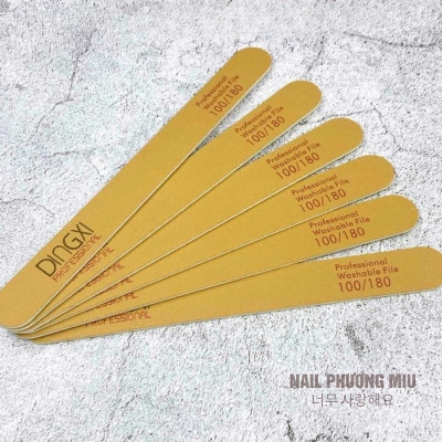 Dũa Mỏng DINGXI Lốc 50 Cái Độ Nhám 100/180 Màu Nâu Vàng Da Bò Làm Nail Tiện Lợi, Form Thẳng Không Chạm Khóe Móng, Lõi Nhựa Cứng Cáp, Cầm Chắc Tay
