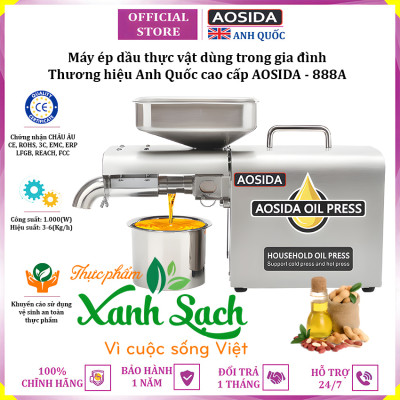 Máy ép dầu thực vật nóng và lạnh thương hiệu cao cấp AOSIDA 888A - Công suất cực đại: 1000W - Hàng Nhập Khẩu