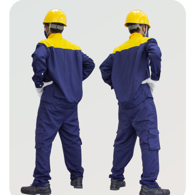 Bộ quần áo bảo hộ lao động, chất liệu kaki, màu cam phối, bền đẹp, chất lượng, thoáng mát AYU02