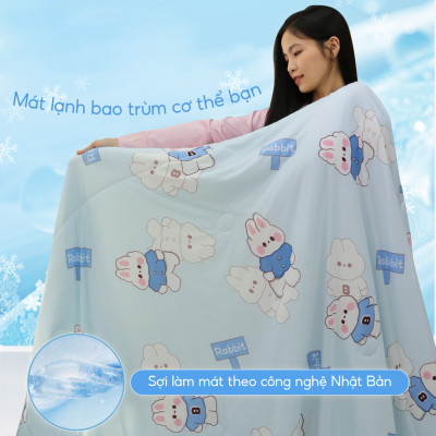 [CHĂN HÈ MÁT LẠNH] Mền lạnh I Cool Advance NIN House NM8029 2mx2m2 hoạ tiết chữ | Chăn chần cotton Ice Silk, Chăn điều hoà nhiều độ