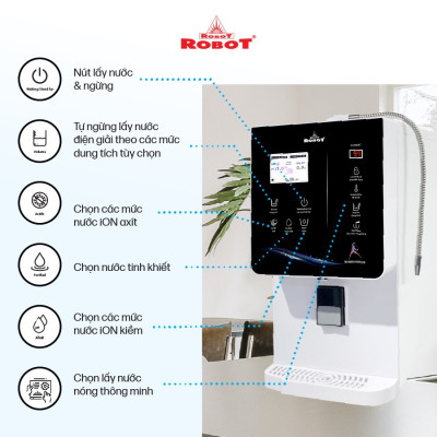 Máy Lọc Nước Điện Giải Ion Kiềm ROBOT IonQueen 912 Chế Độ Nóng Nguội Lạnh - Hàng Chính Hãng