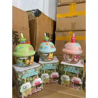 Cốc Thủy Tinh 210ml Cho Bé + Ống Hút + Sticker Tặng Kèm Tiện Dụng - HÀNG CHÍNH HÃNG MINIIN