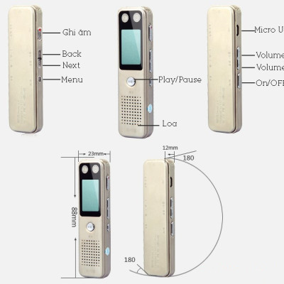 SOAIY Máy Ghi Âm Mini Chuyên Nghiệp GA805 Bộ Nhớ Trong 8GB Cao Cấp - Hàng Nhập Khẩu