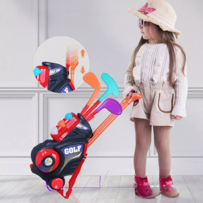 Bộ đồ chơi gậy đánh golf mini cỡ lớn cho bé vui chơi vận động kèm túi xách có bánh xe dễ di chuyển, quà tặng sinh nhật