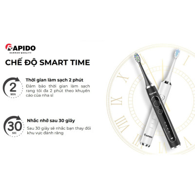 Bàn chải điện thông minh RST-15CW sạc type C, chống nước, làm sạch bằng sóng siêu âm, chế độ tự ngắt - Hàng chính hãng