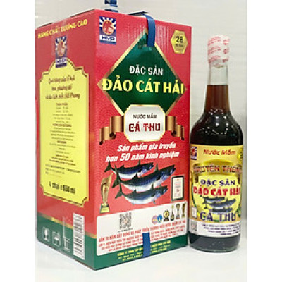 Nước Mắm Cá Thu truyền thống 29 độ đạm,Hộp 4 chai, dung tích 650ml/chai