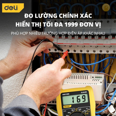 Đồng hồ vạn năng Deli chính hãng - Màn hình LED kỹ thuật số - Phạm vi đo 600V - Hàng chính hãng - DL8490