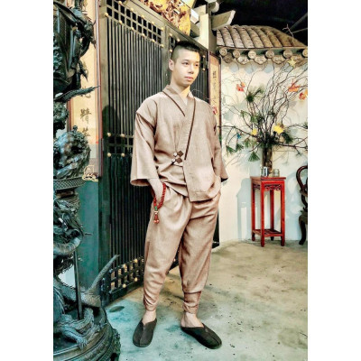 ĐỒ LAM ĐI CHÙA Set Đồ Lam Đi Chùa Cao Cấp Cho Nam s1