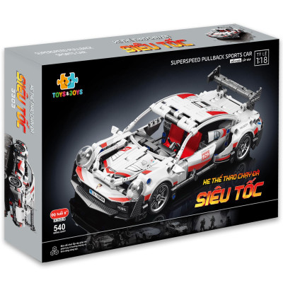Đồ Chơi Lắp Ráp Xe Thể Thao Chạy Đà Siêu Tốc - Super Speed Pullback Sports Car - Toys&Joys 3303 (540 Mảnh Ghép)