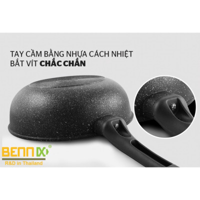 Chảo Chống Dính Sâu Lòng Vân Đá Đáy Từ Cao Cấp Bennix Terra Size 26/28/30- Hàng Chính Hãng