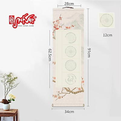 Liễn giấy bồi trục treo in viền hoa, nền kẻ ô chuyên dùng để viết thư pháp