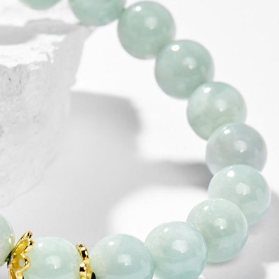 Vòng Tay Phong Thủy Nữ Đá Cẩm Thạch Phỉ Thúy Phối Charm Tỳ Hưu Mạ Vàng 24K (8mm) Mệnh Mộc, Hỏa Ngọc Quý Gemstones