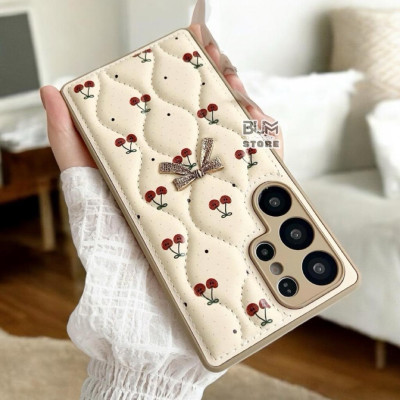 Ốp Lưng TPU Chỉ Nổi Họa Tiết Quả Cherry Cho Samsung S25 Ultra / S25 PLus / S24 PLus / S24 Ultra / S23 Ultra