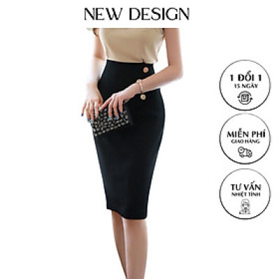 Chân Váy Dài, New Design Thiết Kế Phối Nút Trẻ Trung ,Dáng Váy Bút Chì Dài 62cm, 3 Màu Chủ Đạo ,Chất  Vải Tốt, Co Giãn CV0012