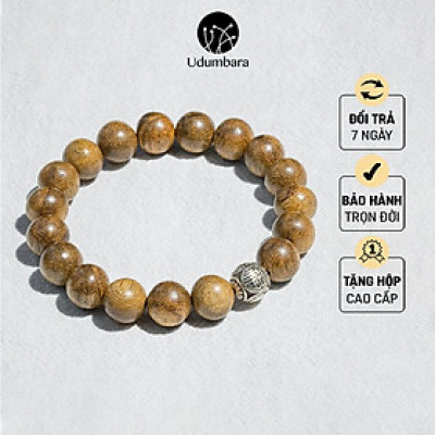 Vòng Tay Trầm Hương Charm Bạc 925 Chữ Phạn Tự Nhiên Phong Thủy Udumbara