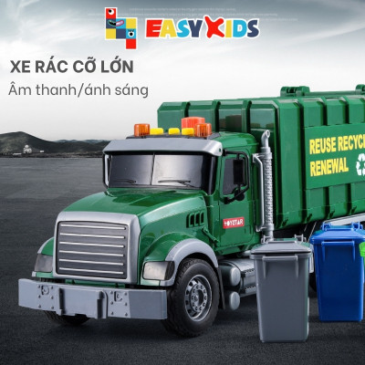 Xe Rác Đồ Chơi, Xe Chở Rác Đổ Rác Cỡ Lớn Cho Bé Có Đèn Nhạc