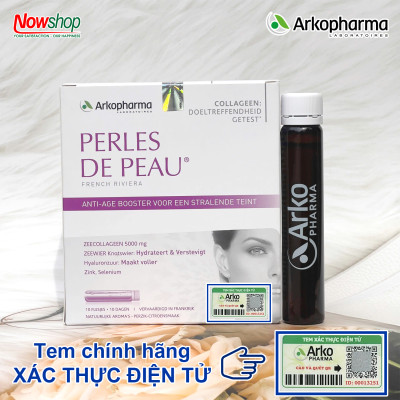 Nước uống collagen marin 5000mg Perles De Peau Arkopharma hộp 10 ống dưỡng ẩm đẹp da ngừa lão hóa – Nhập khẩu chính hãng Pháp