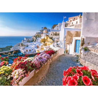 Bộ Tranh Ghép Hình Minh Châu - 60 x 80 cm (1500 Mảnh Ghép) - Santorini, Greece