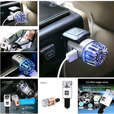 TẨU SẠC ĐIÊN THOAI LỘC KHÔNG KHÍ KHỬ MÙI DIỆT KHUẨN TRÊN Ô TÔ 