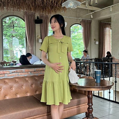 Đầm bầu đũi gân cổ sen thuỷ thủ phom suông đuôi cá bầu diện thoải mái