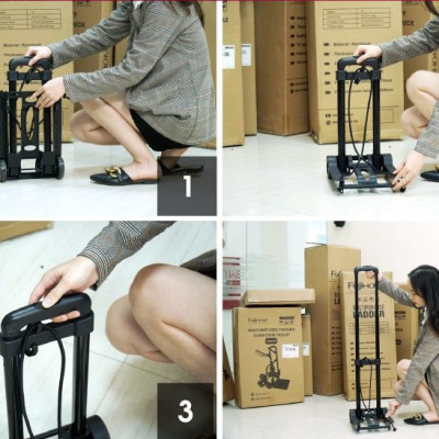 Xe đẩy hành lý -  xe đẩy hàng gấp gọn thông minh (đi kèm dây buộc) xe kéo hàng đi chợ đa năng - HENRYSA