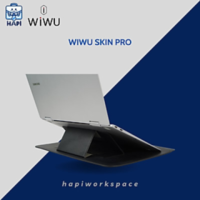Túi da PU chống sốc hàng chính hãng WiWU Skin Pro Slim 13.3-16 inch, tích hợp giá đỡ tản nhiệt