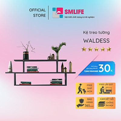 Kệ sách treo tường gỗ công nghiệp hiện đại SMLIFE Waldess