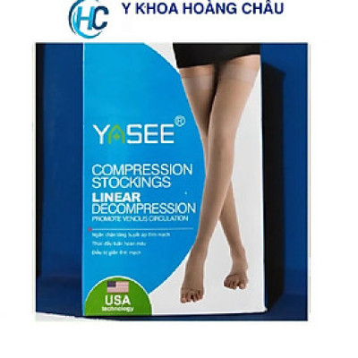 Vớ y khoa (vớ đùi) Yasee, tất chống suy giãn tĩnh mạch (Vớ đùi, màu da, hở ngón)