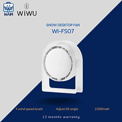 Quạt để bàn hàng chính hãng WiWU Snow Small Hurricane 2000mAh Wi-FS07: Quạt mini tích điện, điều chỉnh góc độ