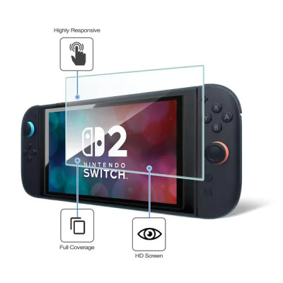 Kính Cường Lực Mipow Kingbull HD Premium Silk Cho Nintendo Switch 2 Cảm Ứng Siêu Nhạy Bảo Vệ Khỏi Trầy Xước Cho Máy Game Hàng Chính Hãng