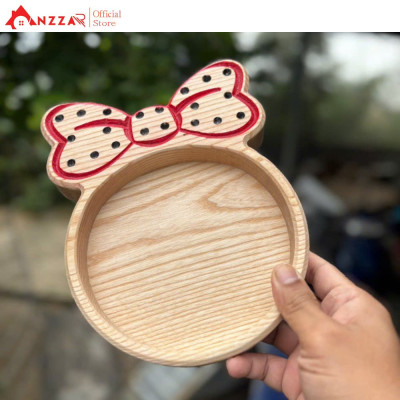 Khay gỗ hình chiếc nơ Anzzar-02 – Gỗ Tần Bì, Óc Chó nguyên khối, khay đựng bánh kẹo, mứt Tết, decor sang trọng